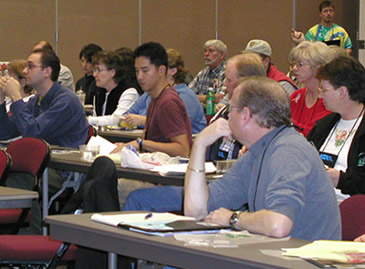 Our staff conducts numerous workshops and presentations at conferences and 
other venues for the professional development of geoscience educators. You can 
access the materials from these workshops <a 
href="/teacher_resources/main/w2u_workshops.html&edu=elem&dev=">
here</a>.<p><small><em> Windows to the Universe original image</em></small></p>